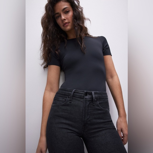 Good American Good Legs Black Straight Jeans Women's Stretch Denim Sz 10/30 - Picture 7 of 15